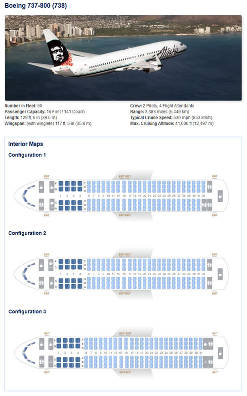 Alaska Airlines Boeing 737 Airline Seating Chart