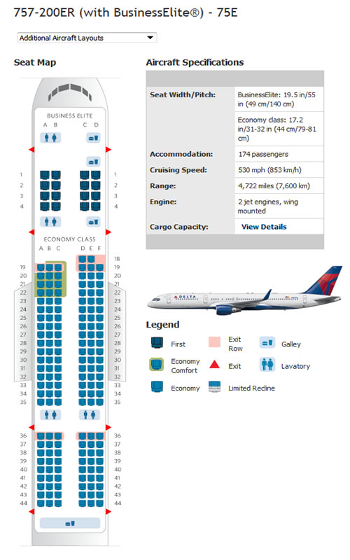 Delta Airlines Boeing 757 Airline Seating Chart
