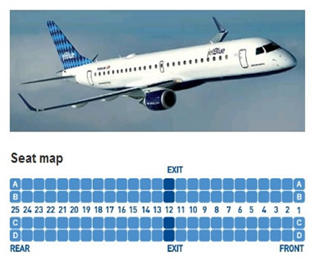 JetBlue Airways Embraer 190 Airline Seating Chart