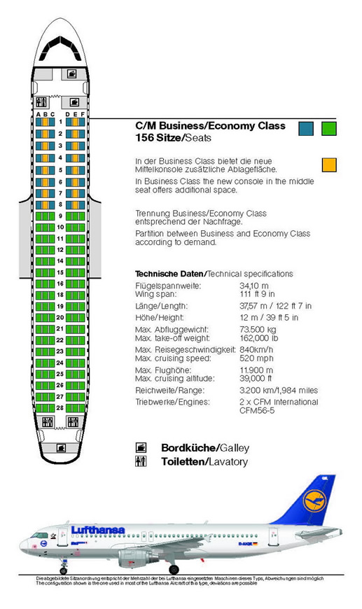 Lufthansa Airlines Airbus A320 Airline Seating Chart